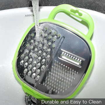 3-in-1 Cheese Grater with Storage Container, 3 Blades, Non-Stick Coating, Fruit & Vegetable Slicer Peeler-1Pc