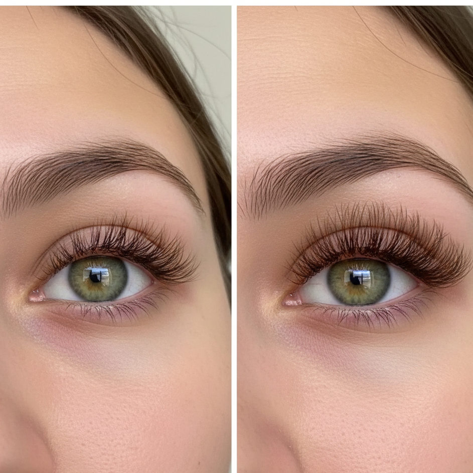 Pre-Glued Wispy Eyelash Clusters – DIY Eyelash Extension Box, Brown Fiber Lashes
