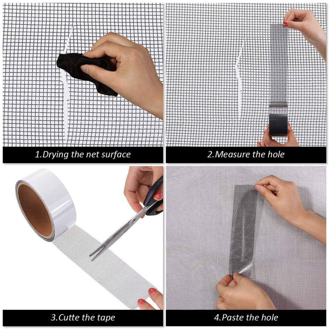 Waterproof Self Adhesive Window Screen Repair Tape Anti Insect Mesh Patch Strong Adhesive 2M Length