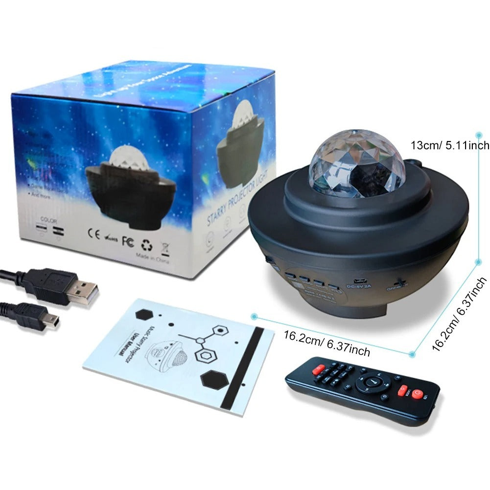 Ocean Wave & Star Sky Night Lamp With Bluetooth Speaker | USB Starry Projector Light