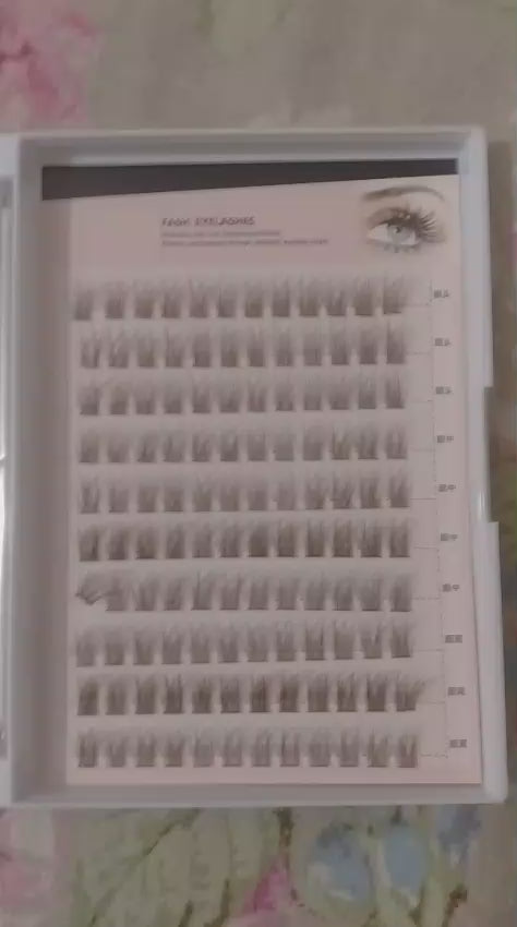 Pre-Glued Wispy Eyelash Clusters – DIY Eyelash Extension Box, Brown Fiber Lashes